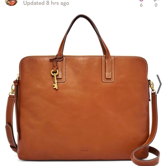 Fossil Emma Ladies Large Brown Leather Laptop Bag GREAT CHRISTMAS GIFT - Picture 1 of 9